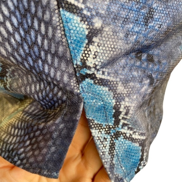 Vintage Y2K Vertigo Paris Snakeskin Reptile Print Button-down Snap Closure Blue - Picture 14 of 15
